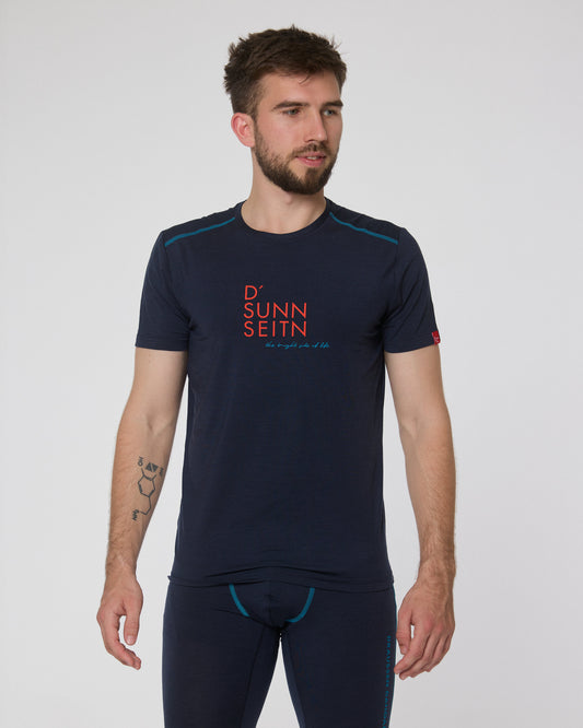 Kurzarm-Shirt Merino D'SUNNSEITN nachtblau