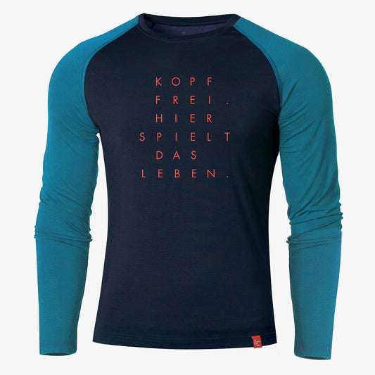 Langarm-Shirt Merino KOPF FREI. nachtblau